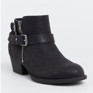 TORRID BLACK BRUSHED FAUX LEATHER BUCKLE BOOTIE